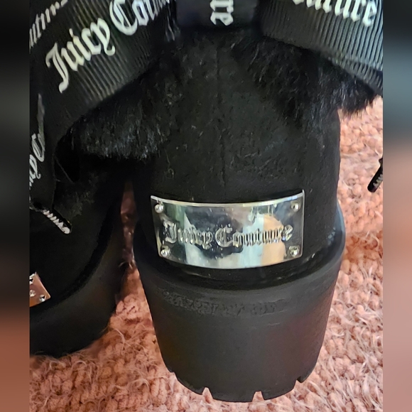 Juicy Couture Illuminate Black Faux Fur Ankle Boots size 9M Women's NWOT - Picture 9 of 12